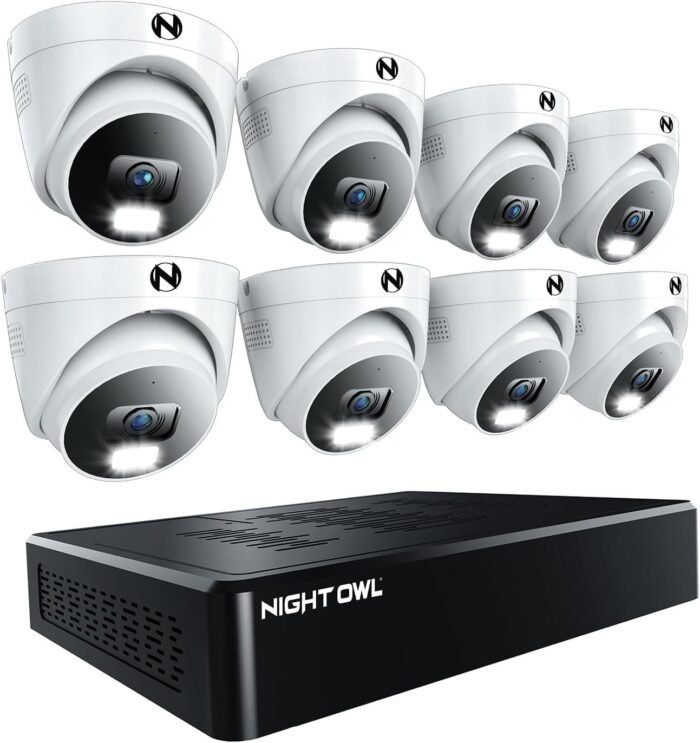 Night Owl 12 Channel NVR Security System with 2TB Hard Drive and 8 Wired IP 4K Plus Deterrence Dome Cameras - Image 1