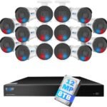 GW Security 32 Channel NVR UltraHD 12MP (4096x3072) Face/Human/Cars/License Plate Detection PoE Security Camera System with 12 x 6K 12MP Full Color Night Vision Waterproof 2-Way Audio Dome Cameras