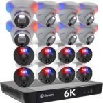 Swann 12MP Security Camera System, 16 Channel NVR with 4TB, 16 IP Cameras Indoor Outdoor Home, 6k Mega HD PoE Wired,Video Analytics, 2-Way Audio, Sirens, Color Night Vision, True Detect, 1690008B8DE